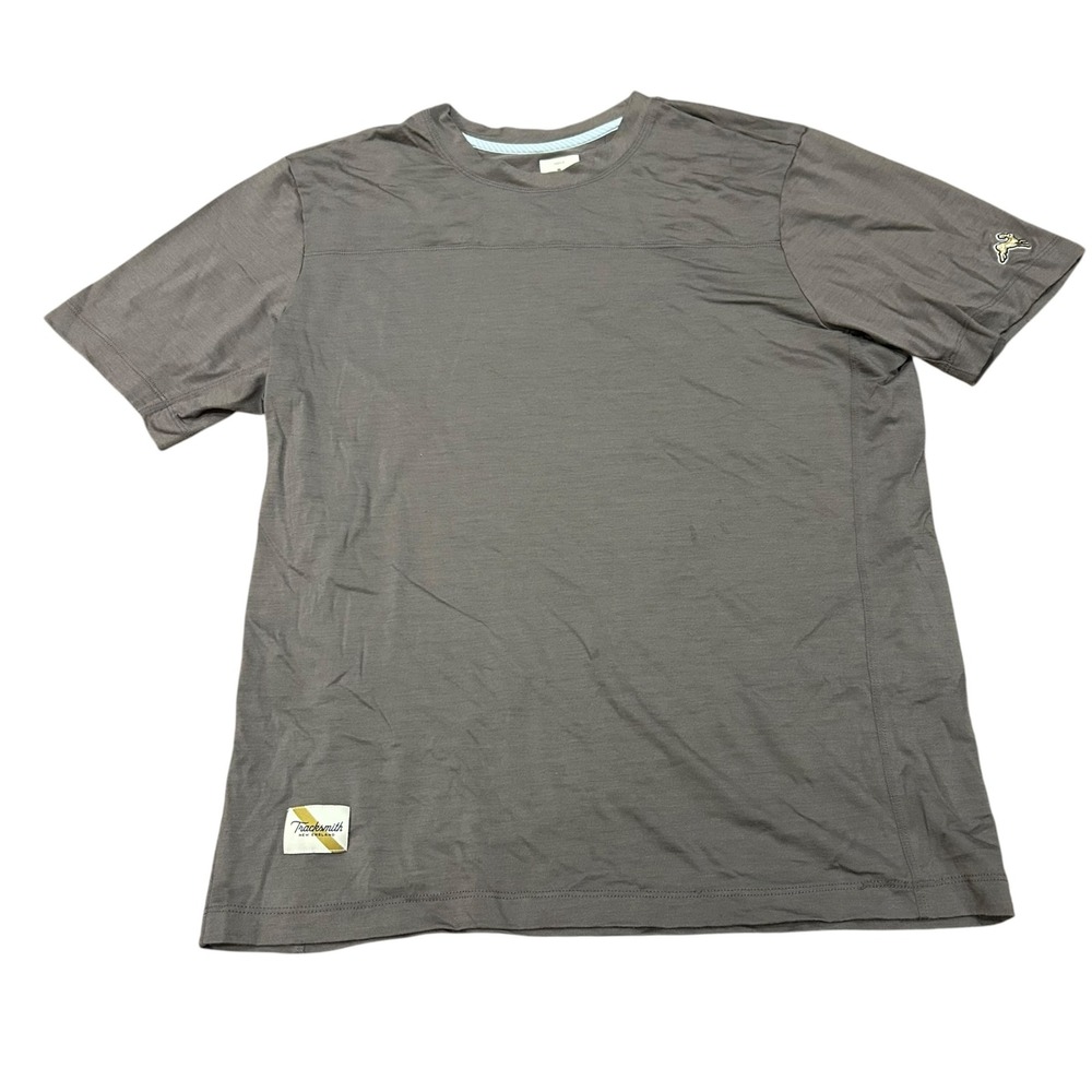 Tracksmith Mens Large Merino Wool Blend Short Sleeve Running Shirt Brown Purple